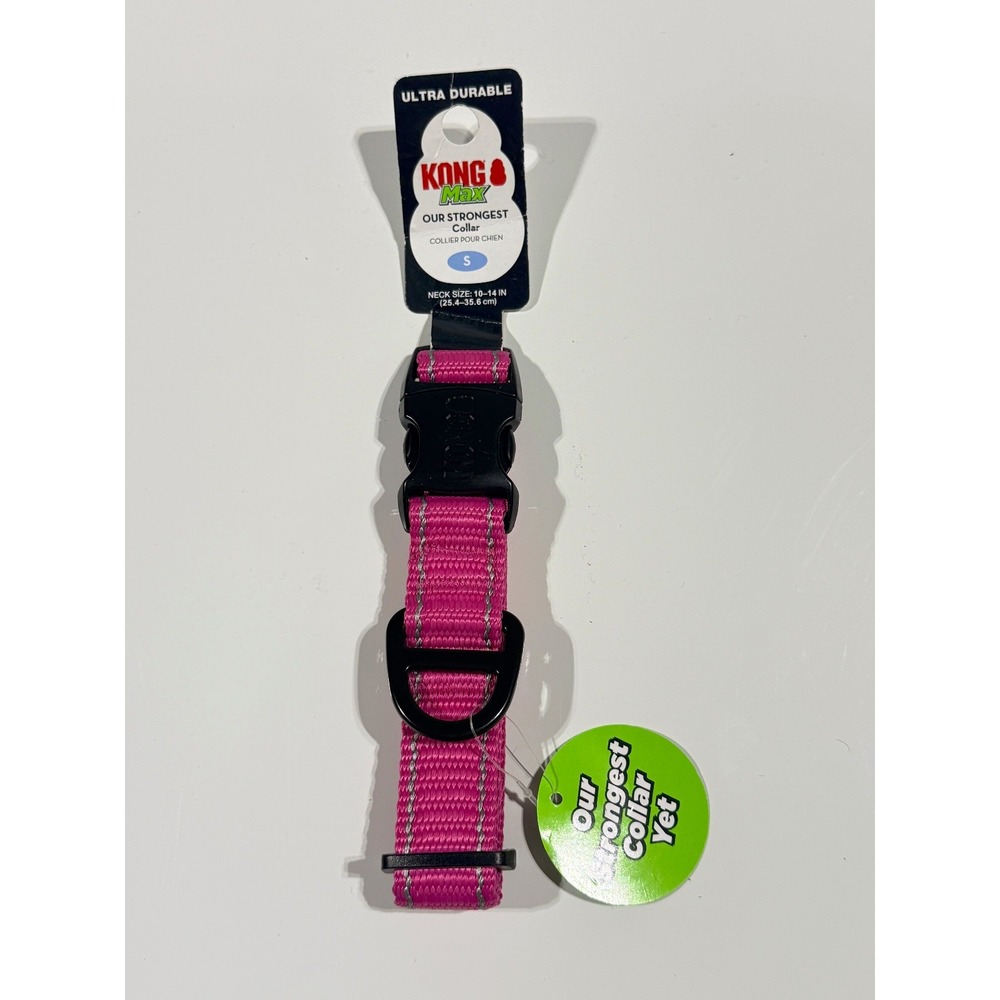 KONG MAX Ultra Durable Pink Dog Collar Small Adjustable Reflective 5307345
